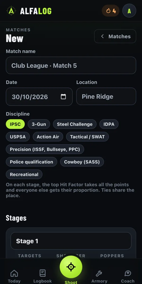 Set up the match: 11 disciplines, its stages and its shooters.
