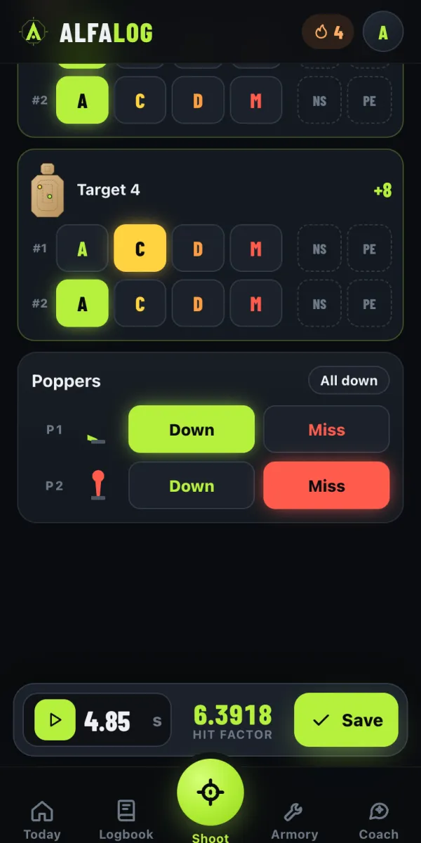 Poppers: down or miss, one by one or all at once.