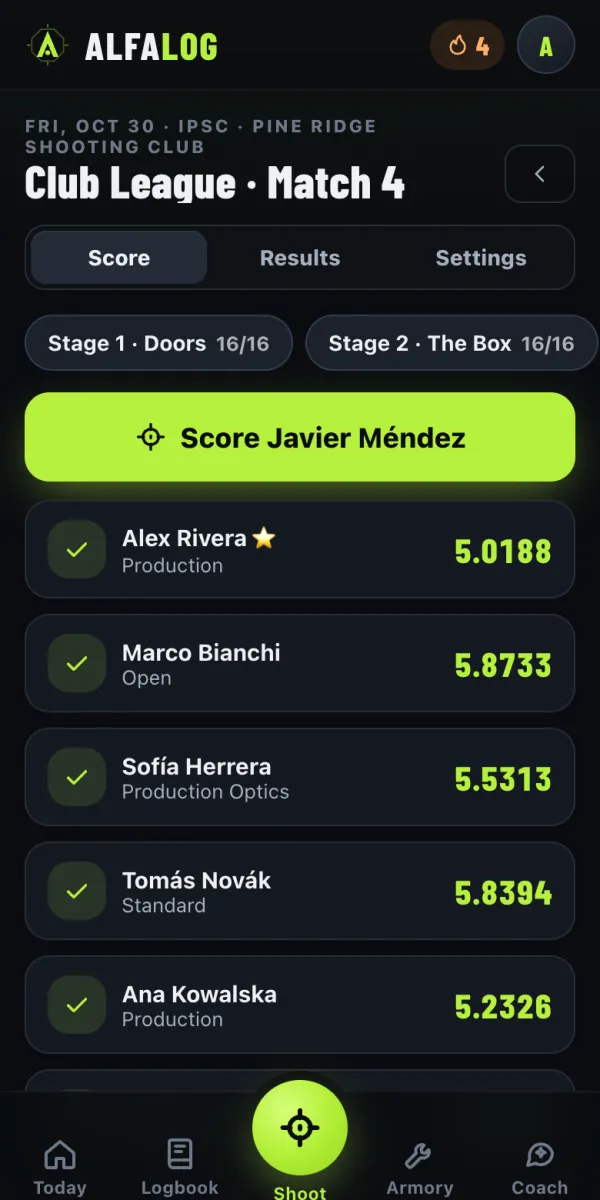 Stage by stage: the app tells you who's up.