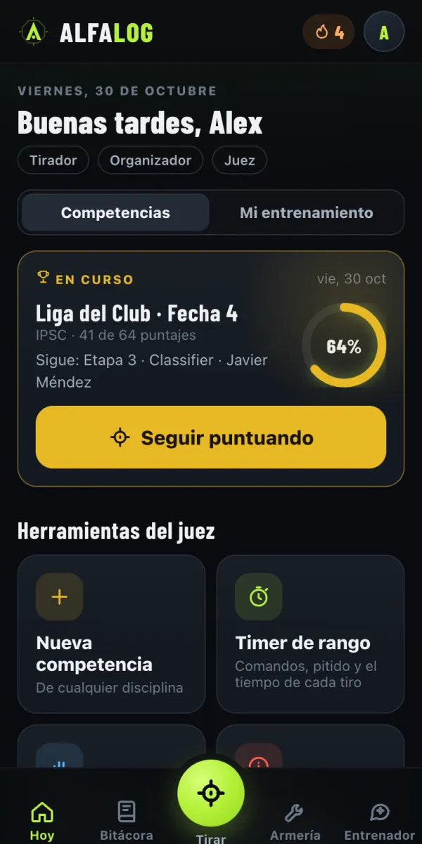 Si eres juez u organizas, tu inicio es la competencia en curso.